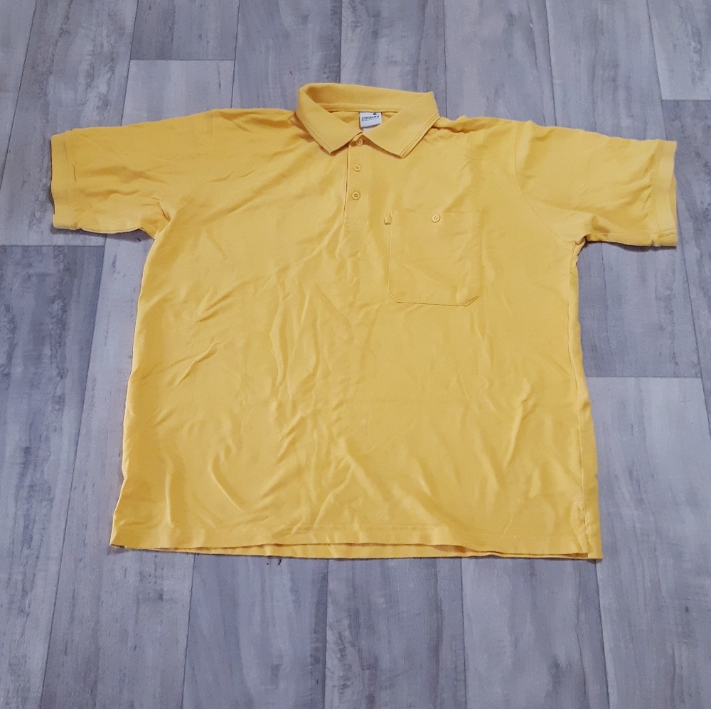 Mens polo shirt Yellow sz XL Collared Short sleeve HABAND